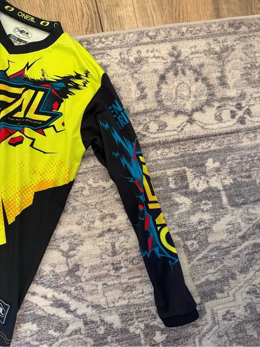 O'Neill Neon Yellow & Black Kids Long-Sleeve Motocross Jersey
